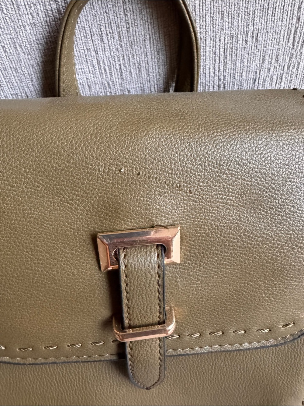 Olive Green Faux Leather Mini Backpack Crossbody Bag - Picture 4 of 9